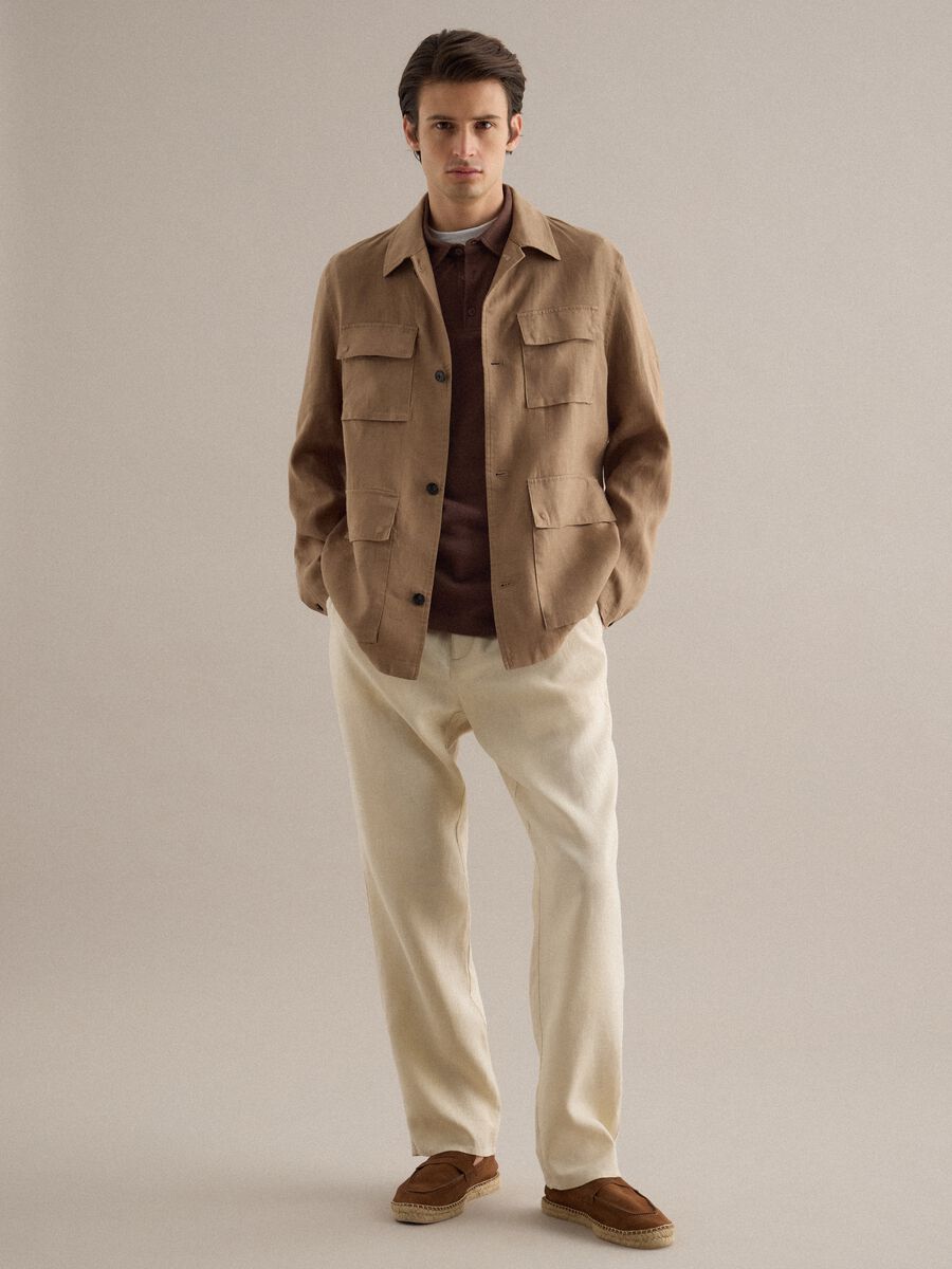 Blazer in puro lino marrone regular fit_3