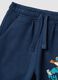 Blue pure cotton jogger trousers with elasticated waist for baby boys_2