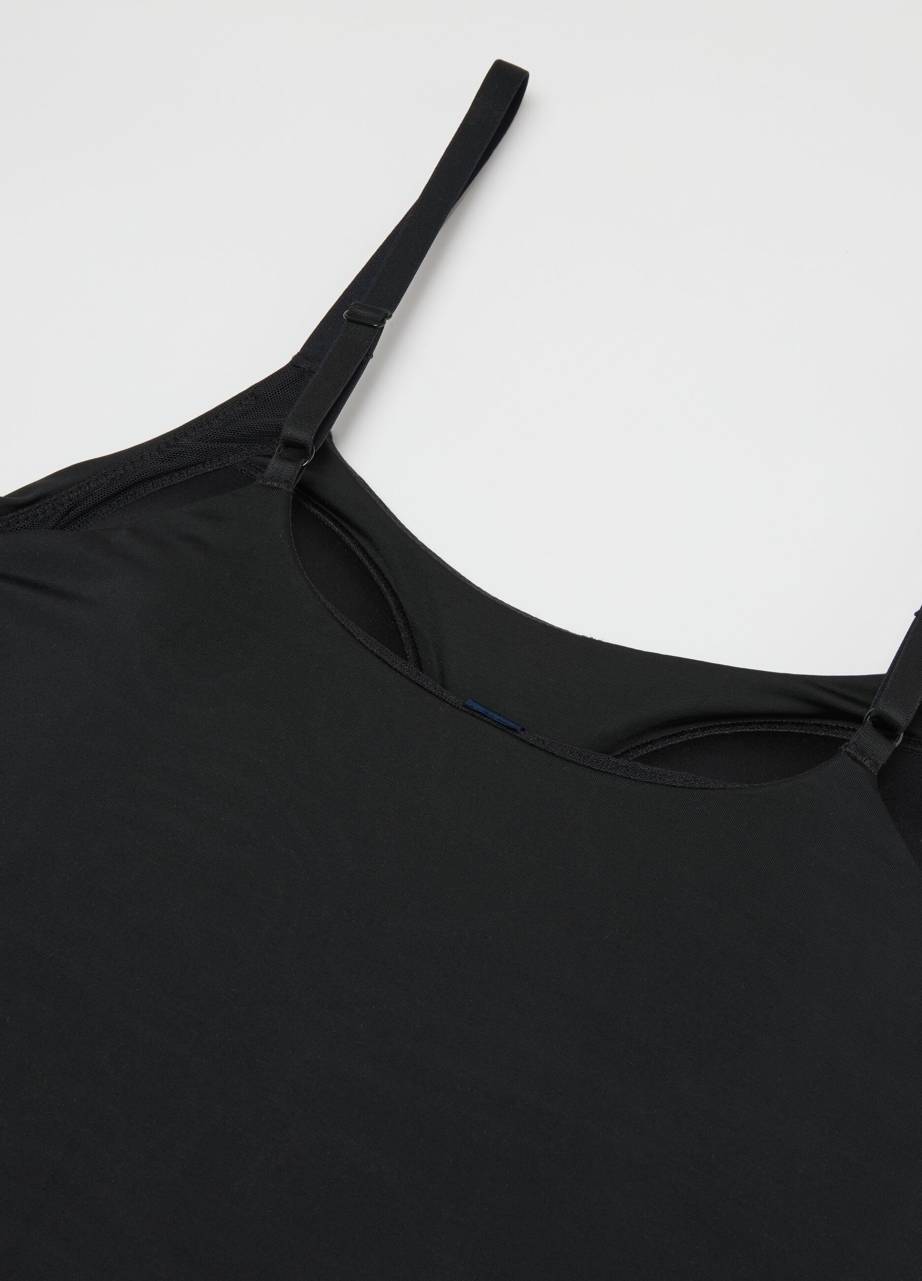 Black vest top with thin straps regular fit