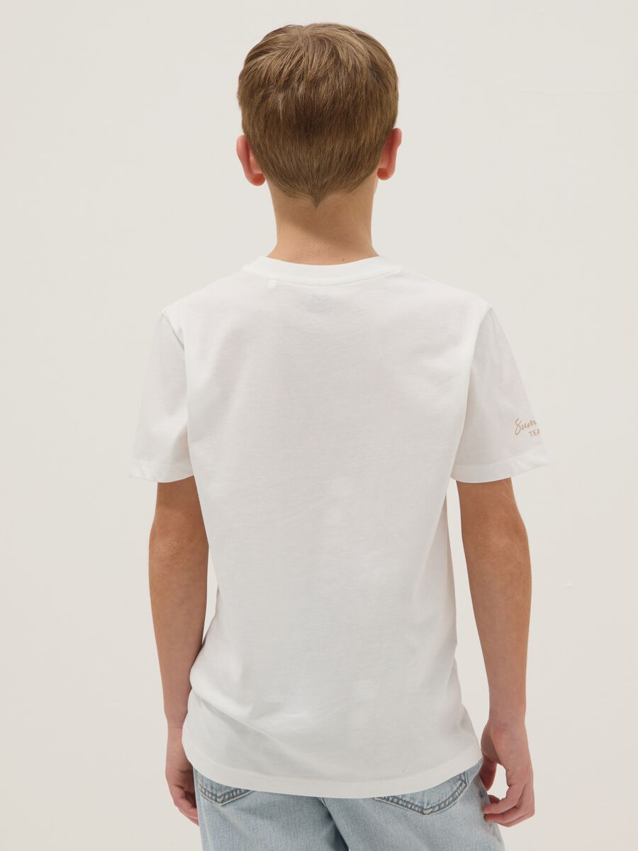 T-shirt in puro cotone bianca da ragazzo regular fit con stampa_1