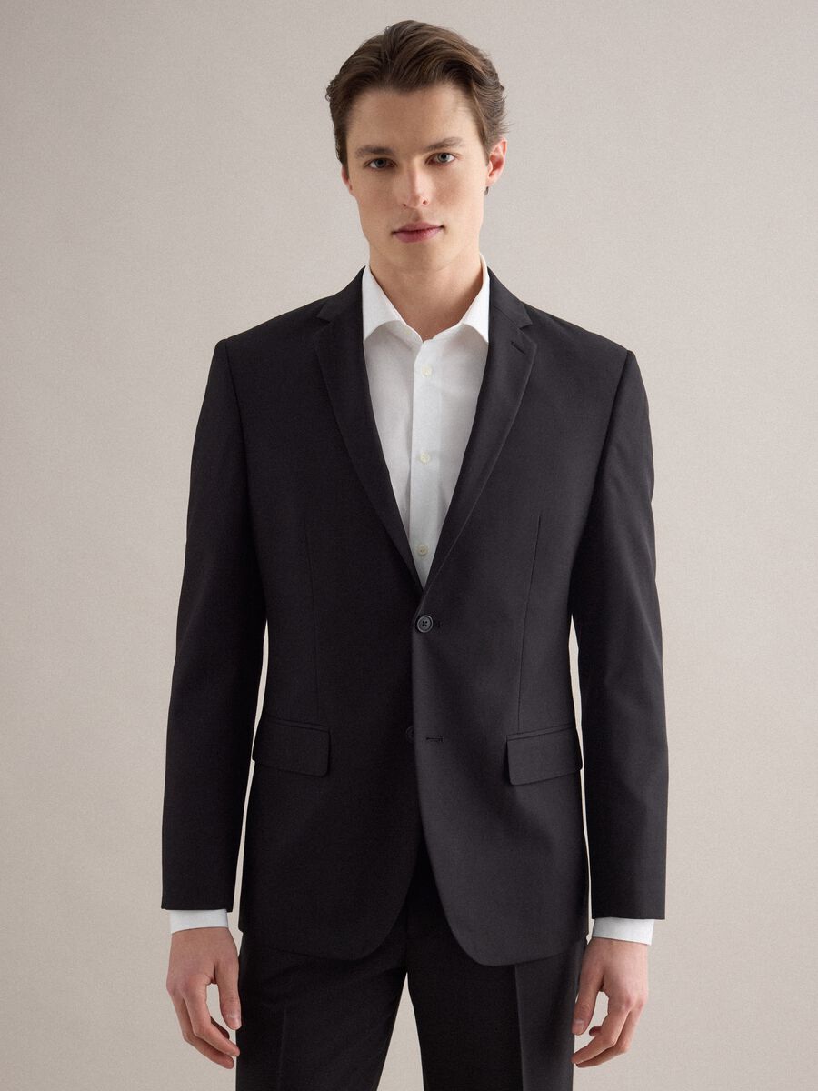 Blazer monopetto nero slim fit_0