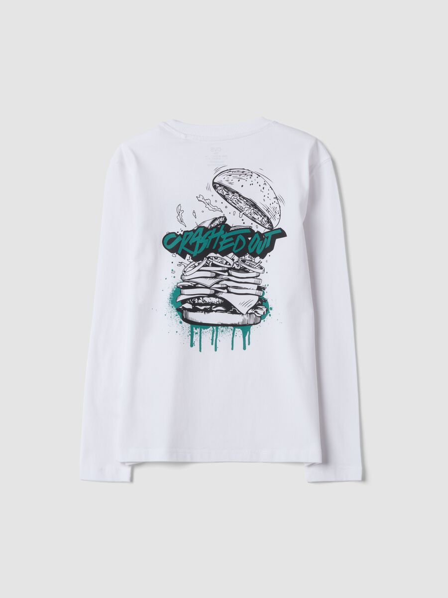 T-shirt bianca in puro cotone organico relaxed fit con stampa_2