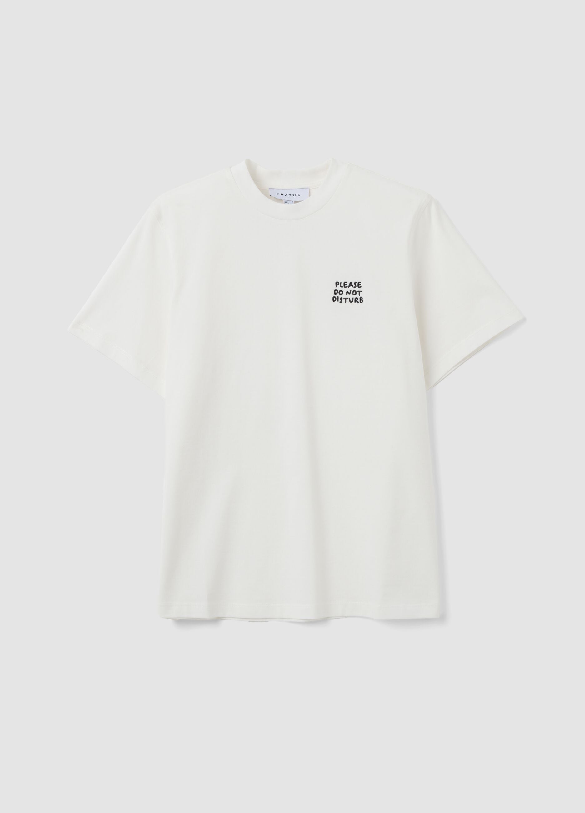 White relaxed-fit pure cotton T-shirt with chest slogan