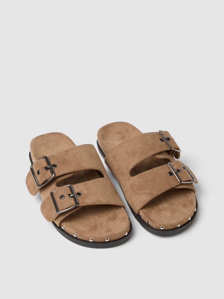 Beige sandals with buckles and metallic details_1