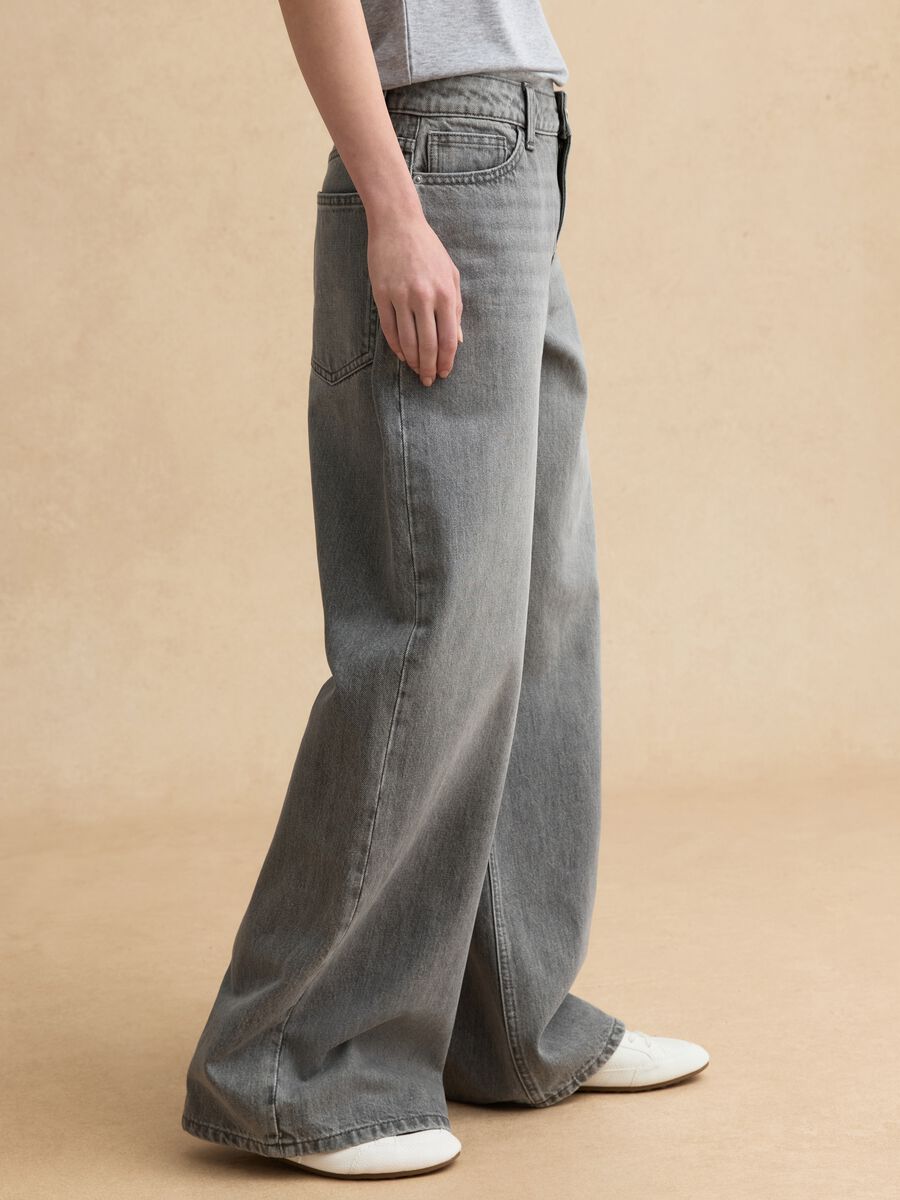 Jeans grigi in puro cotone wide leg_3