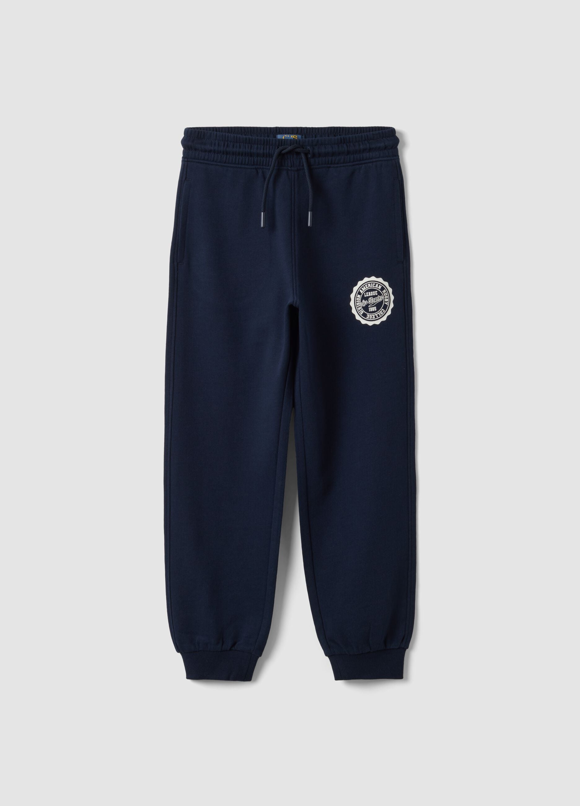 Navy cotton-viscose joggers with contrast print for boys