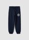 Navy cotton-viscose joggers with contrast print for boys_0