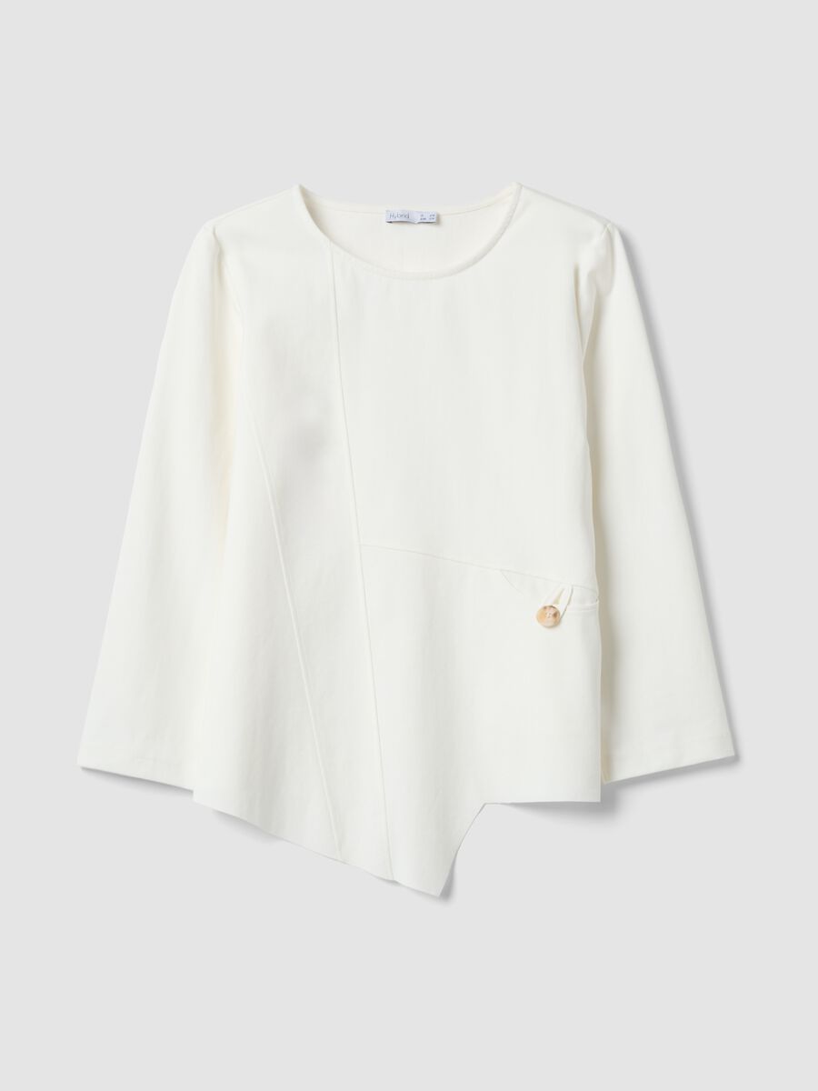 White long-sleeved regular-fit stretch cotton blouse_4