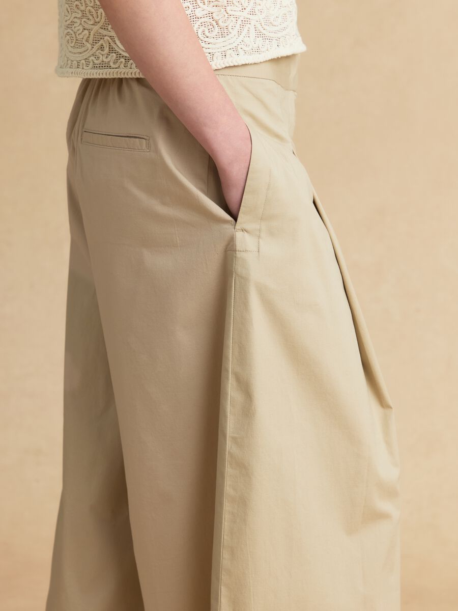 Beige stretch cotton palazzo trousers_3