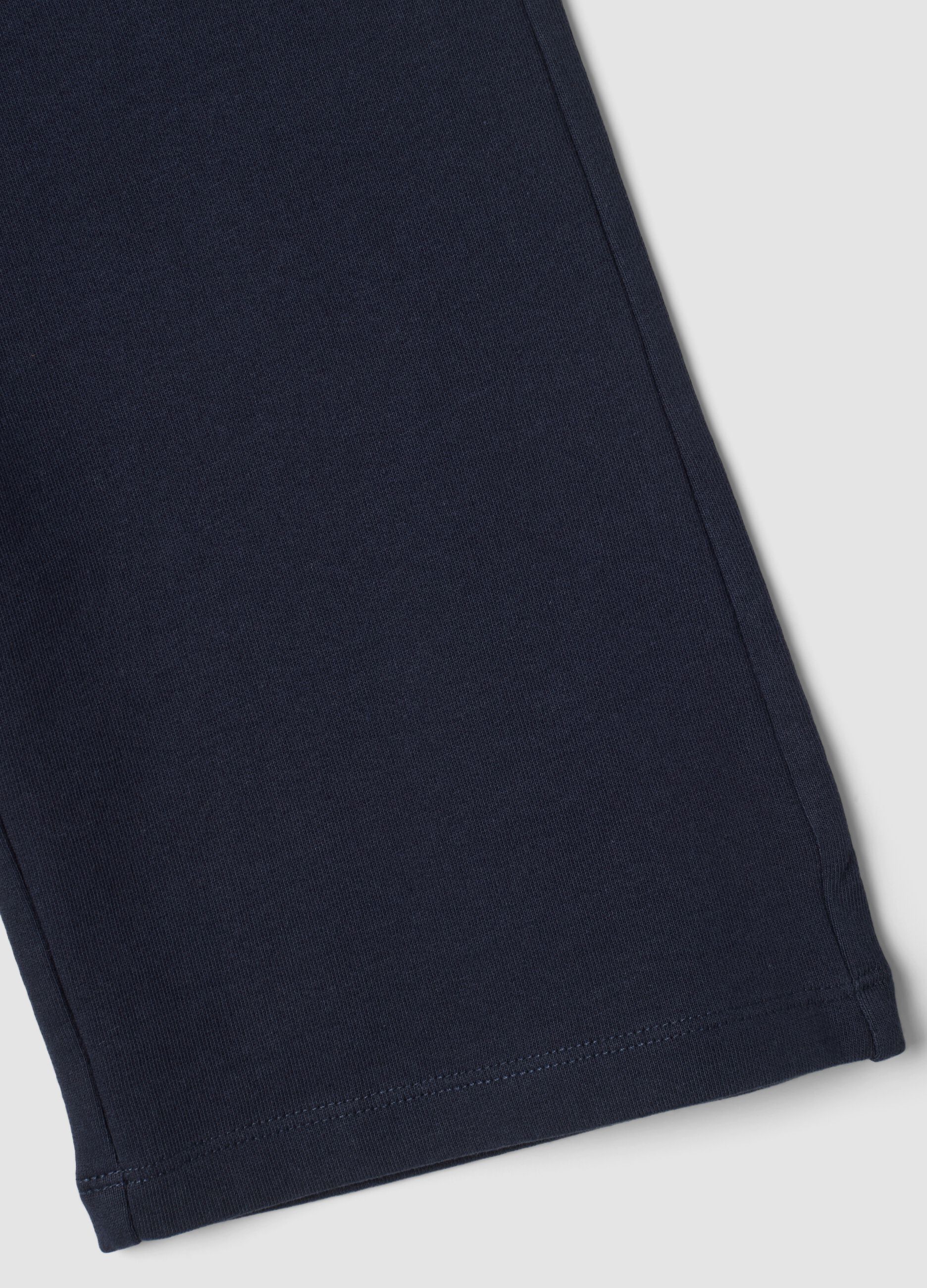 Blue pure cotton wide-leg trousers