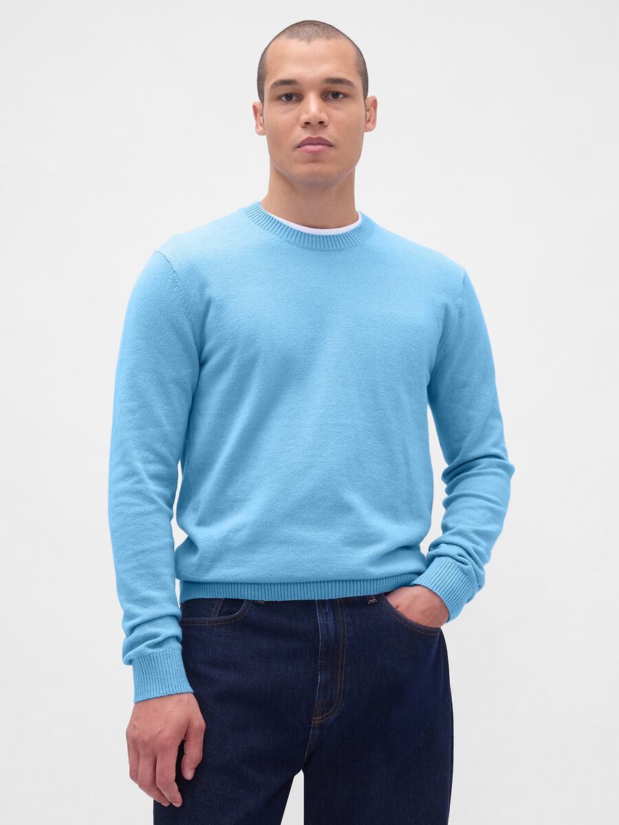 Blue Cotton Blend Sweater_0