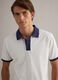 White pure cotton polo shirt with contrasting collar_2