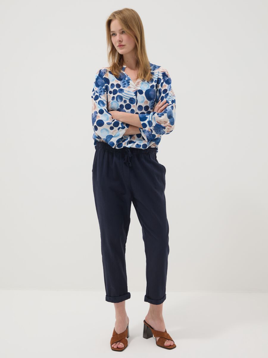 Blue patterned long-sleeve top_2