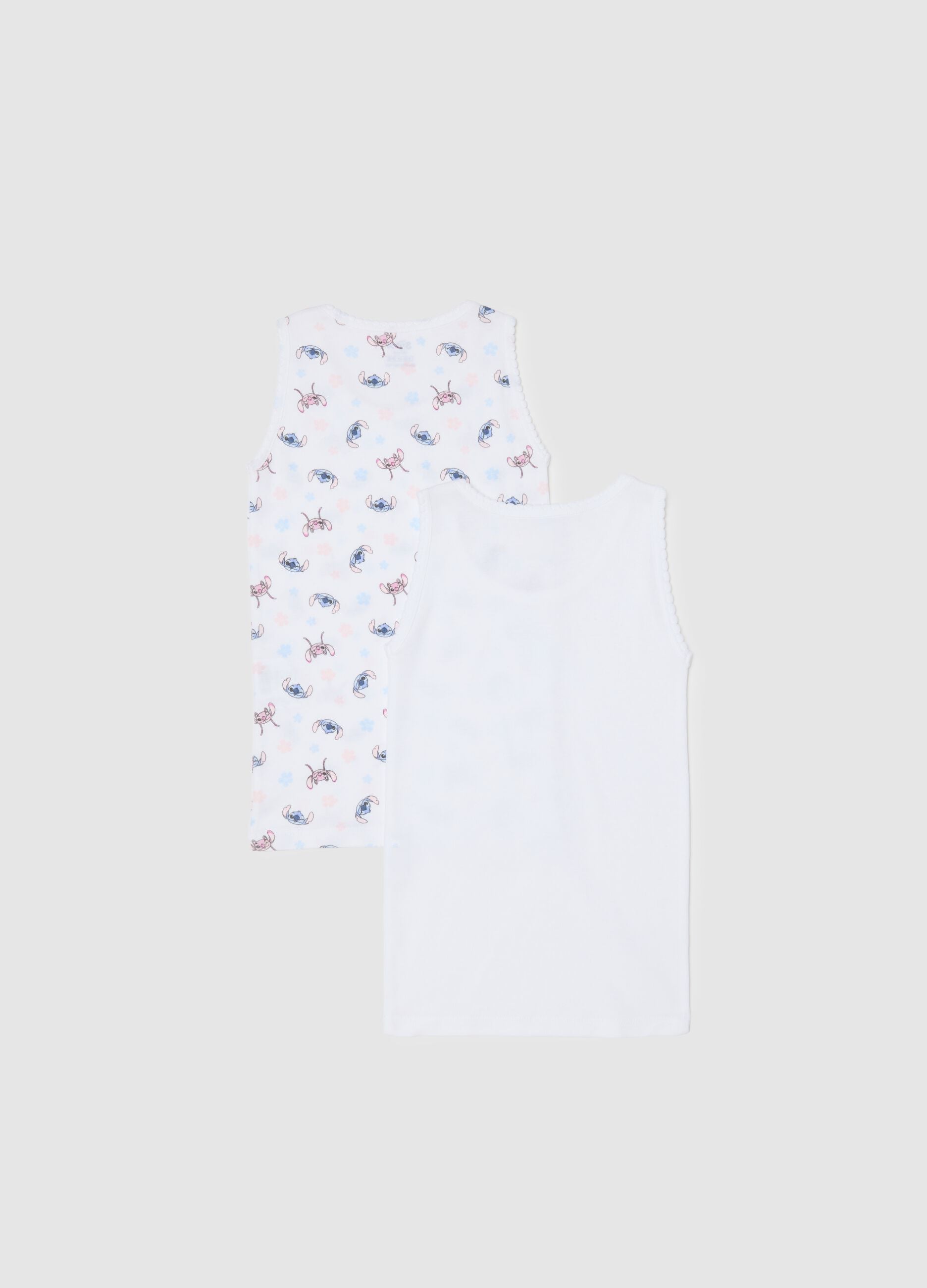 Twin pack of white cotton vests for girls in regular fit
