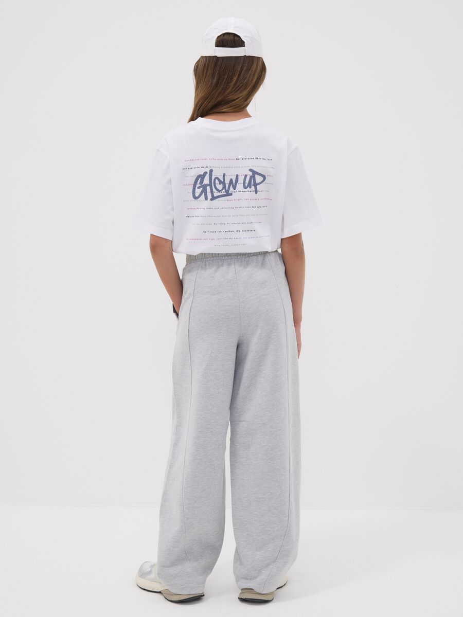 Grey wide-leg trousers in a cotton-viscose blend for girls_1