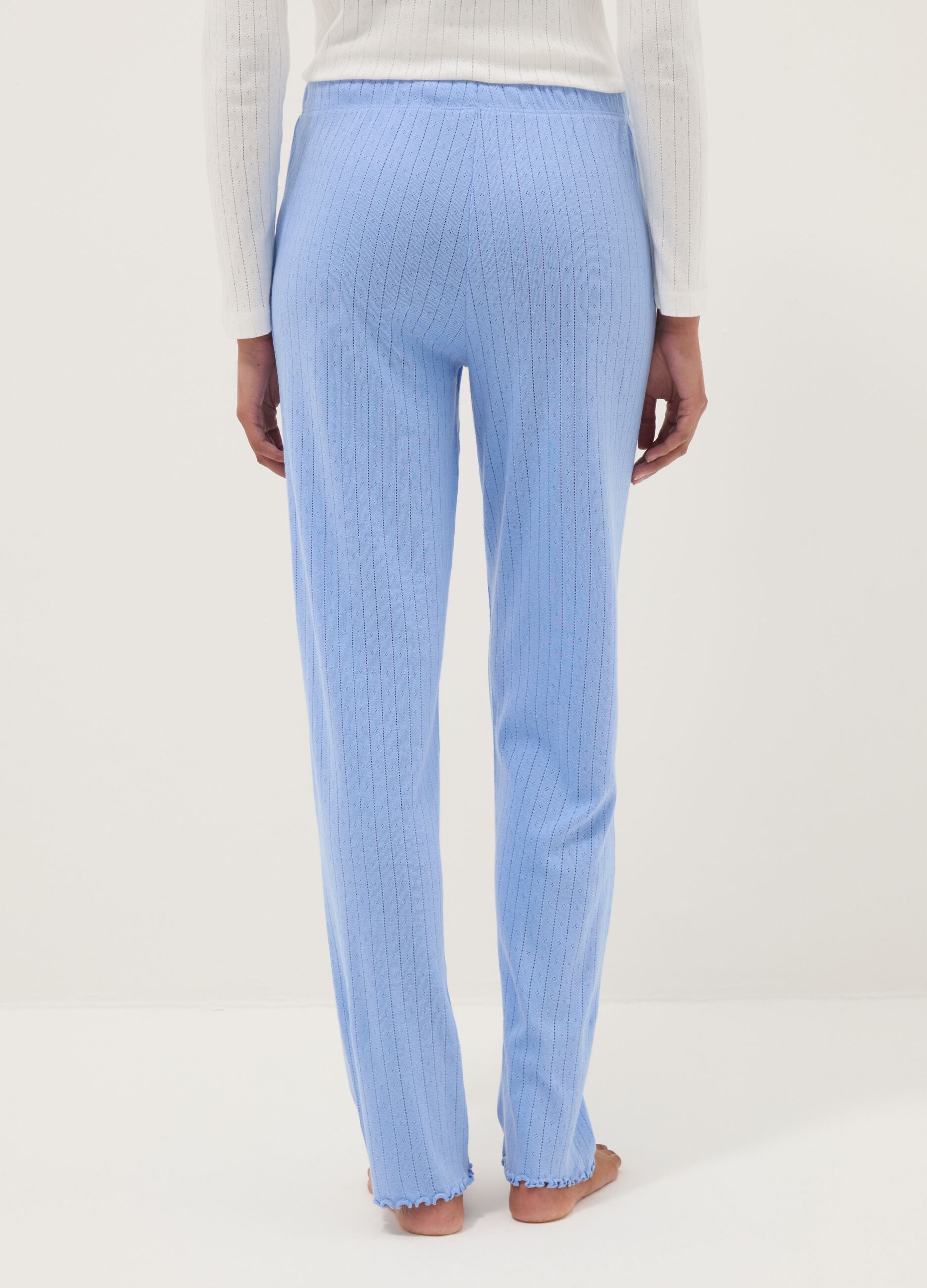 Blue pure cotton regular fit pyjama trousers