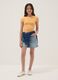 Blue pure-cotton denim shorts for girls, straight fit_0