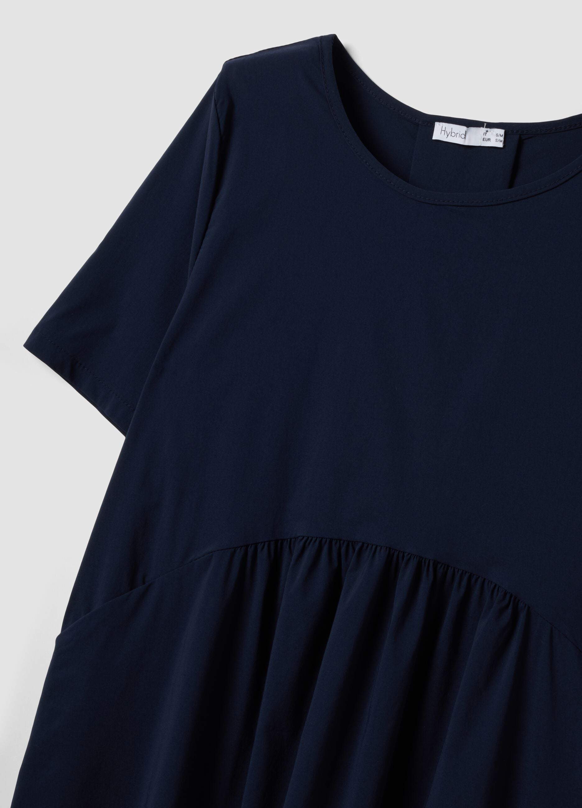 Blue midi dress in stretch viscose, regular fit