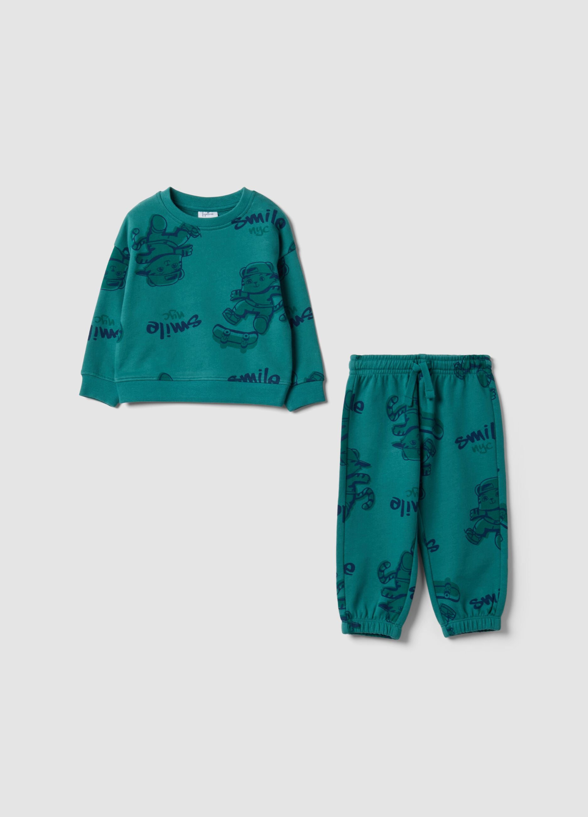 Green pure cotton jogger set for baby boy
