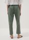 Green linen-cotton blend trousers with elasticated waist, regular fit_2
