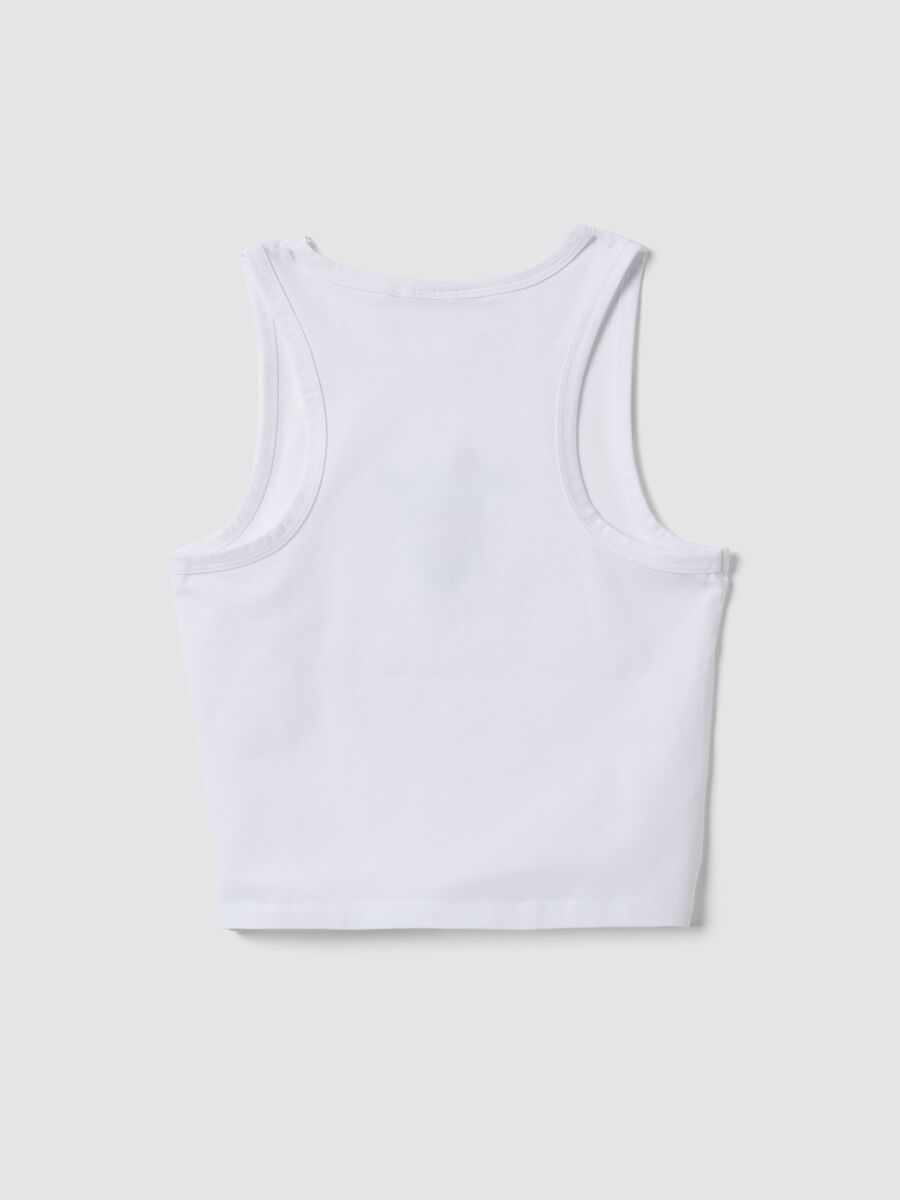 Tank top bianco in cotone elasticizzato fitted_1