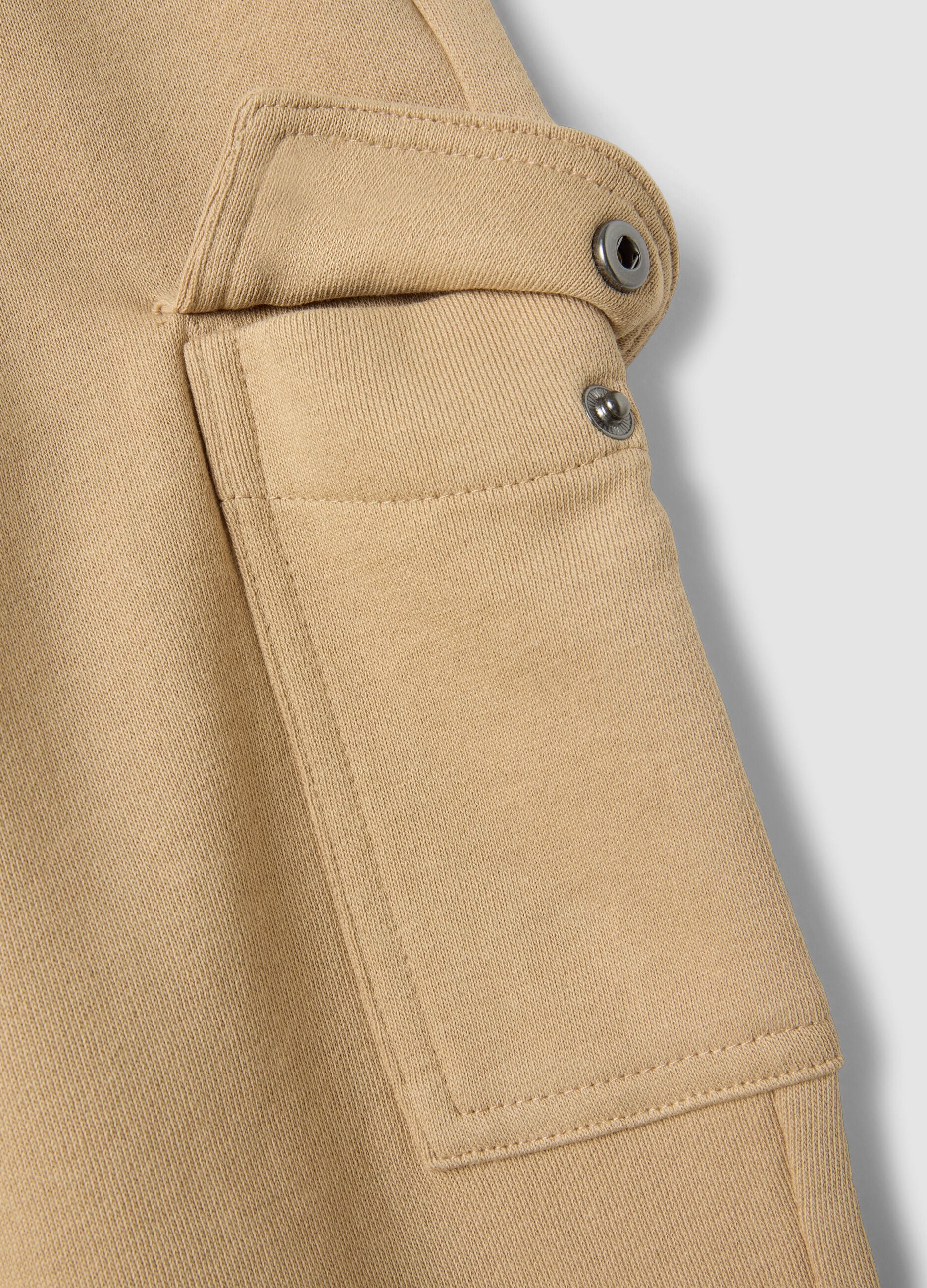 Beige cotton-blend cargo joggers for boys