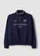 Blue half-zip cotton-blend sweatshirt with front lettering, regular fit_0