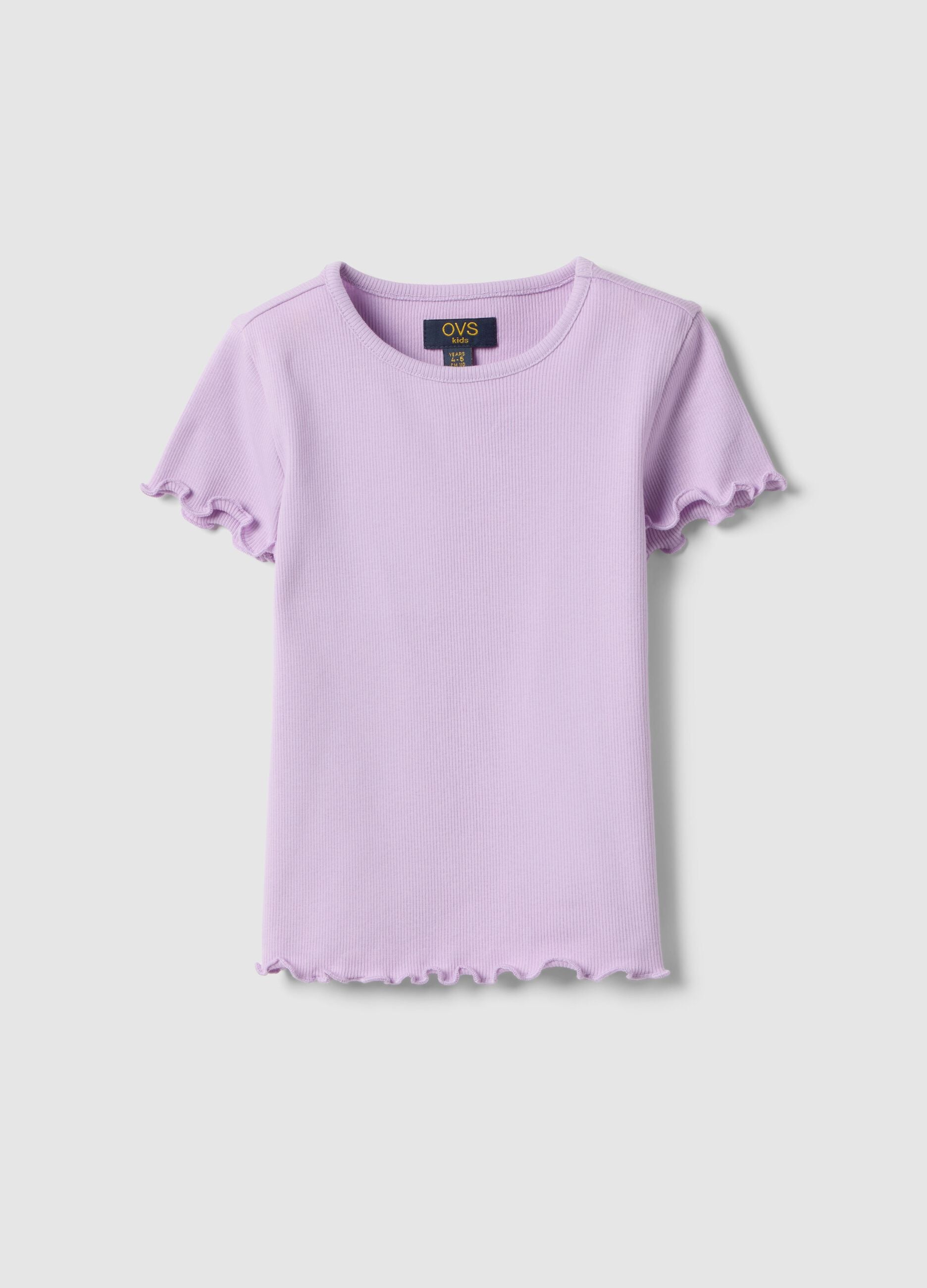 Girls' Regular Fit Purple Stretch Cotton T-shirt
