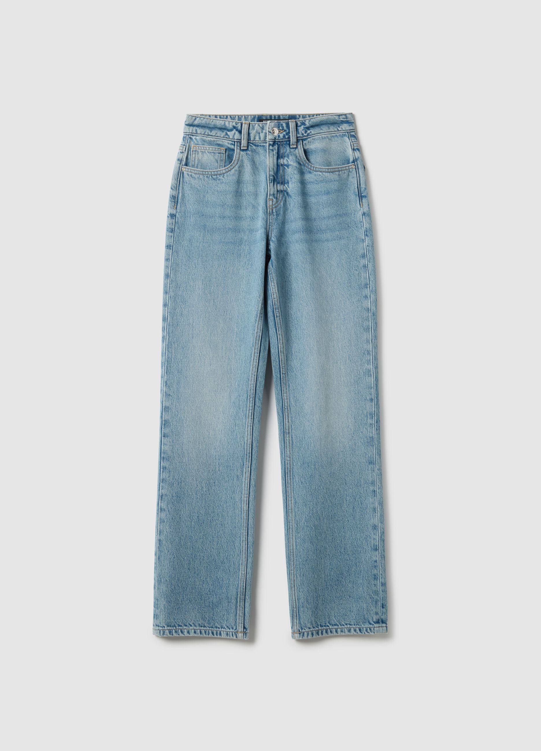 Blue pure cotton straight fit jeans