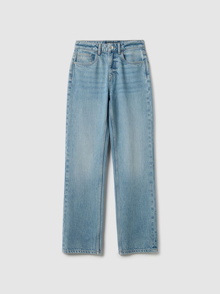 Blue pure cotton straight fit jeans_4