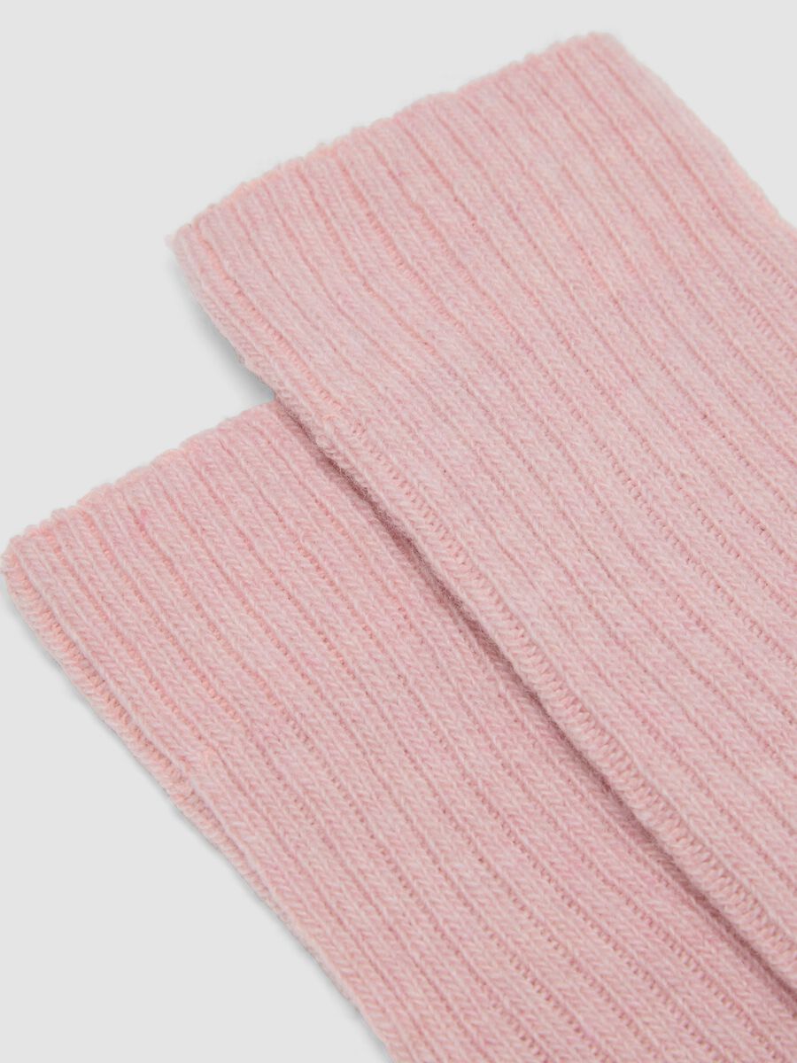 Calzini rosa a costine in lana, viscosa e cashmere elasticizzato_2