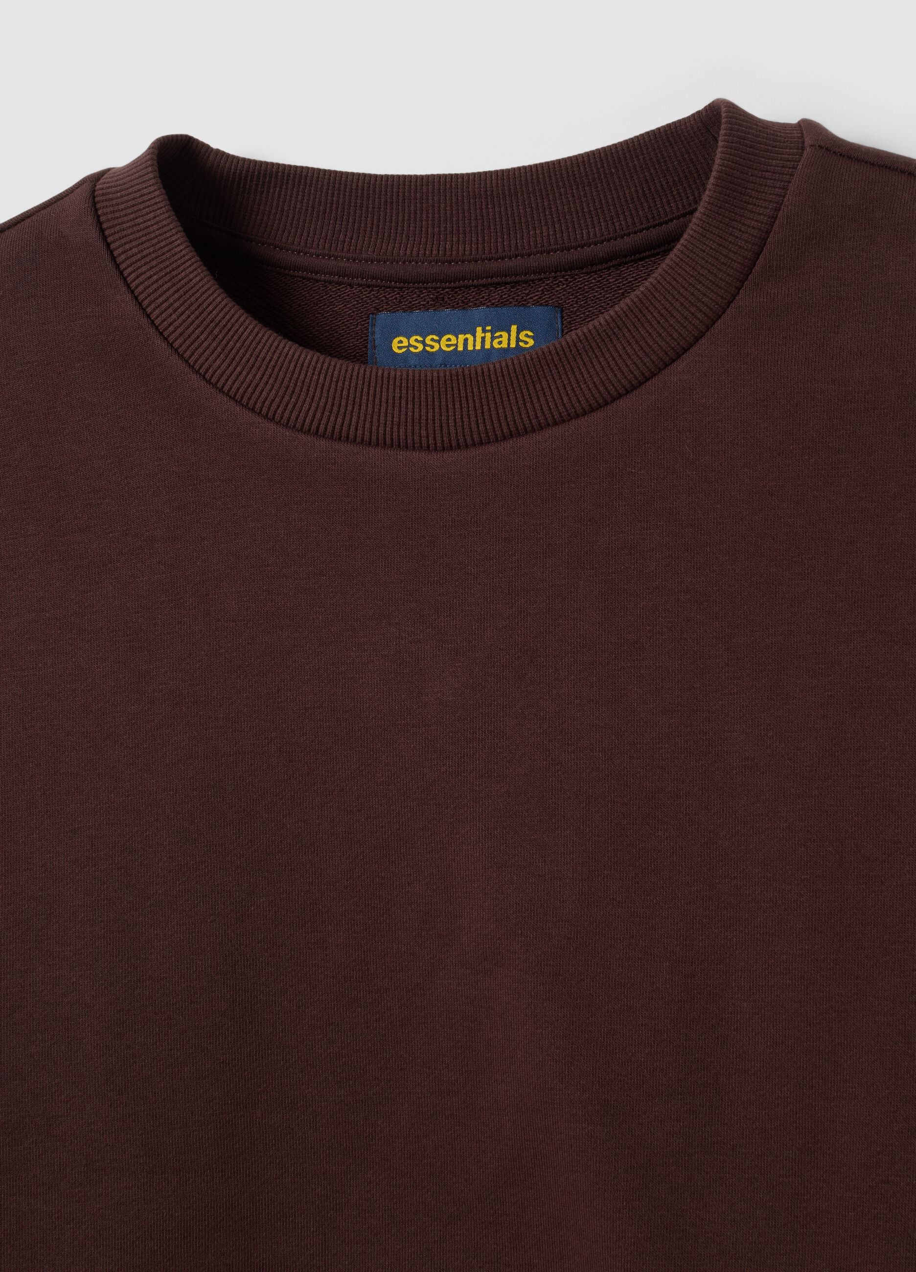 Brown cotton-blend crew-neck sweatshirt, regular fit