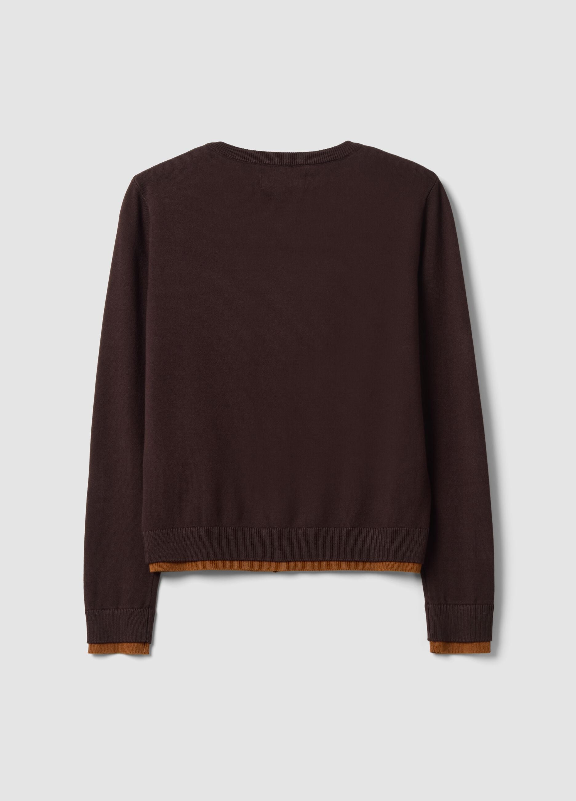 Brown long-sleeved viscose-blend cardigan