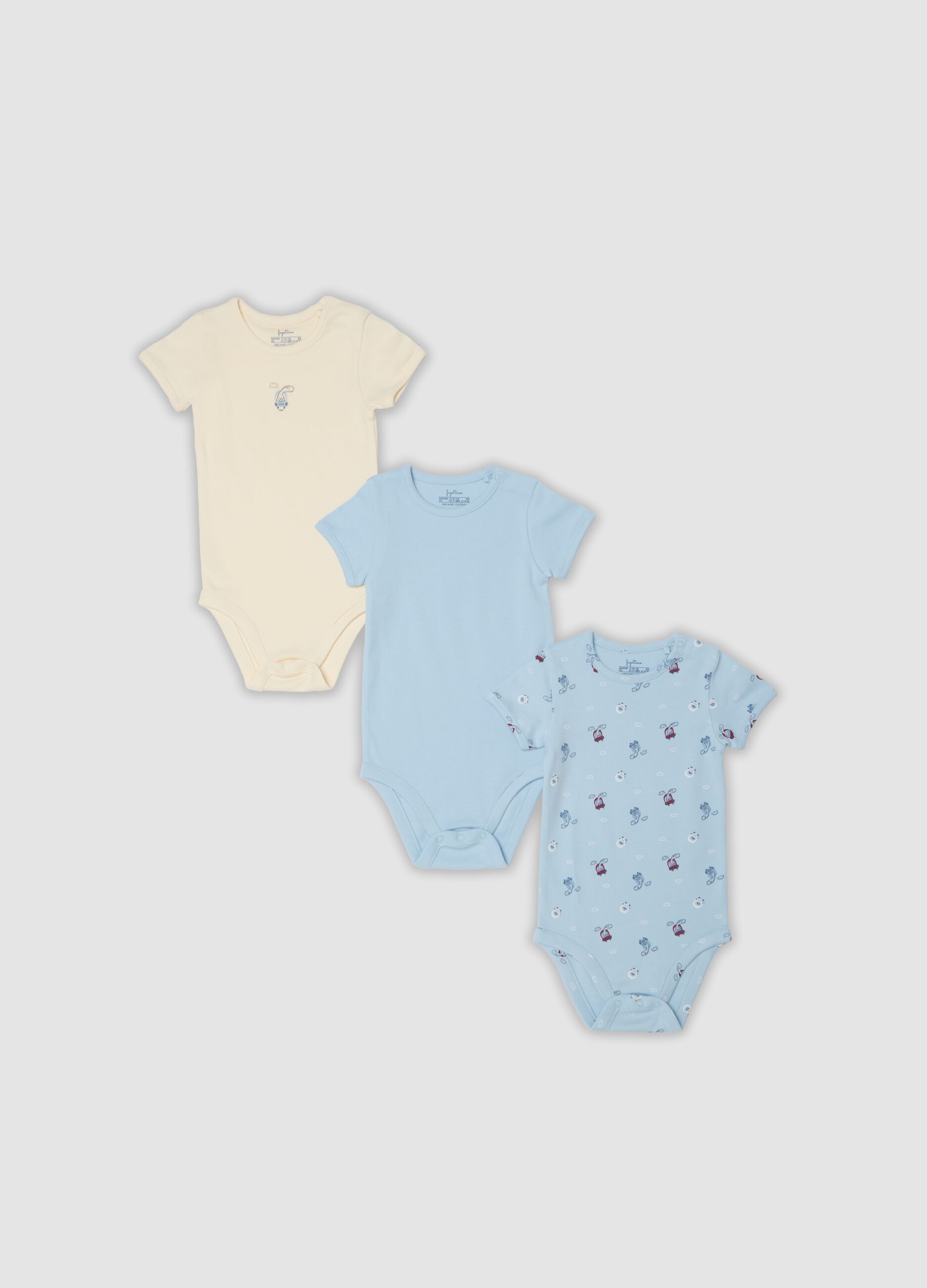 3-pack of multicolour organic cotton bodysuits for babies and toddlers