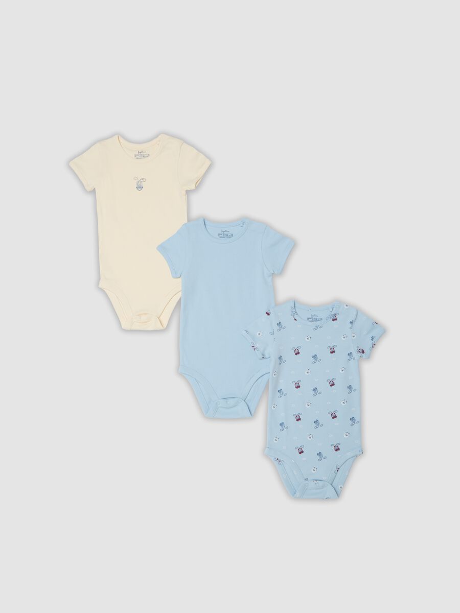 Tripack body multicolor in puro cotone organico per neonato e bimbo_0