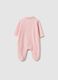 Pink newborn romper in cotton blend with snap closure and embroidery_1