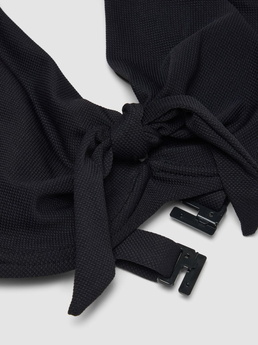 Black stretch bikini top with bow_5