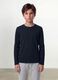 Blue long-sleeved pure organic cotton regular fit T-shirt for boys_0
