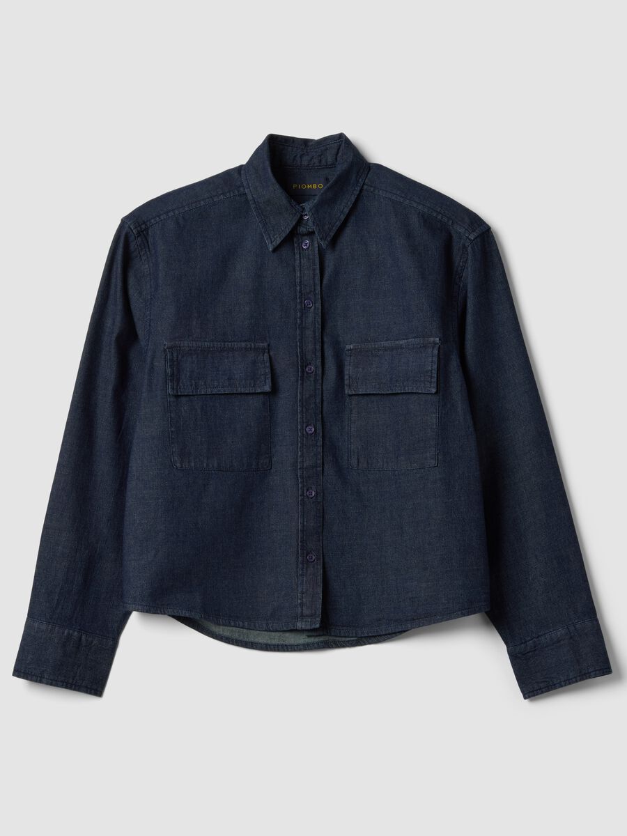 Camicia in puro cotone denim blu regular fit_4