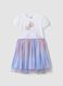 Girls&rsquo; white stretch cotton dress with tulle skirt_0