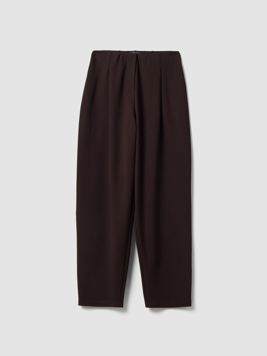 Brown stretch viscose Milano stitch barrel-fit jogger trousers_4