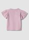 Girls&rsquo; pink pure cotton T-shirt with frill sleeves and rhinestones_1