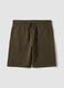 Green cotton-blend shorts with elasticated waistband, regular fit_4