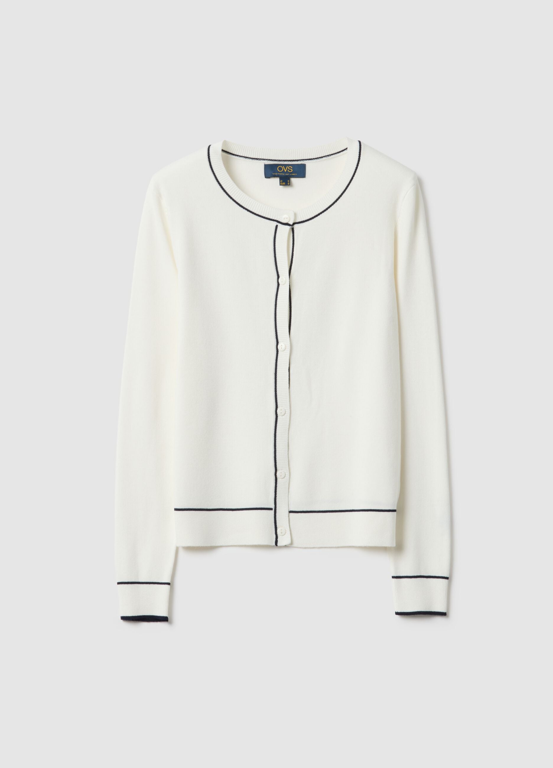 White viscose blend regular fit cardigan with buttons