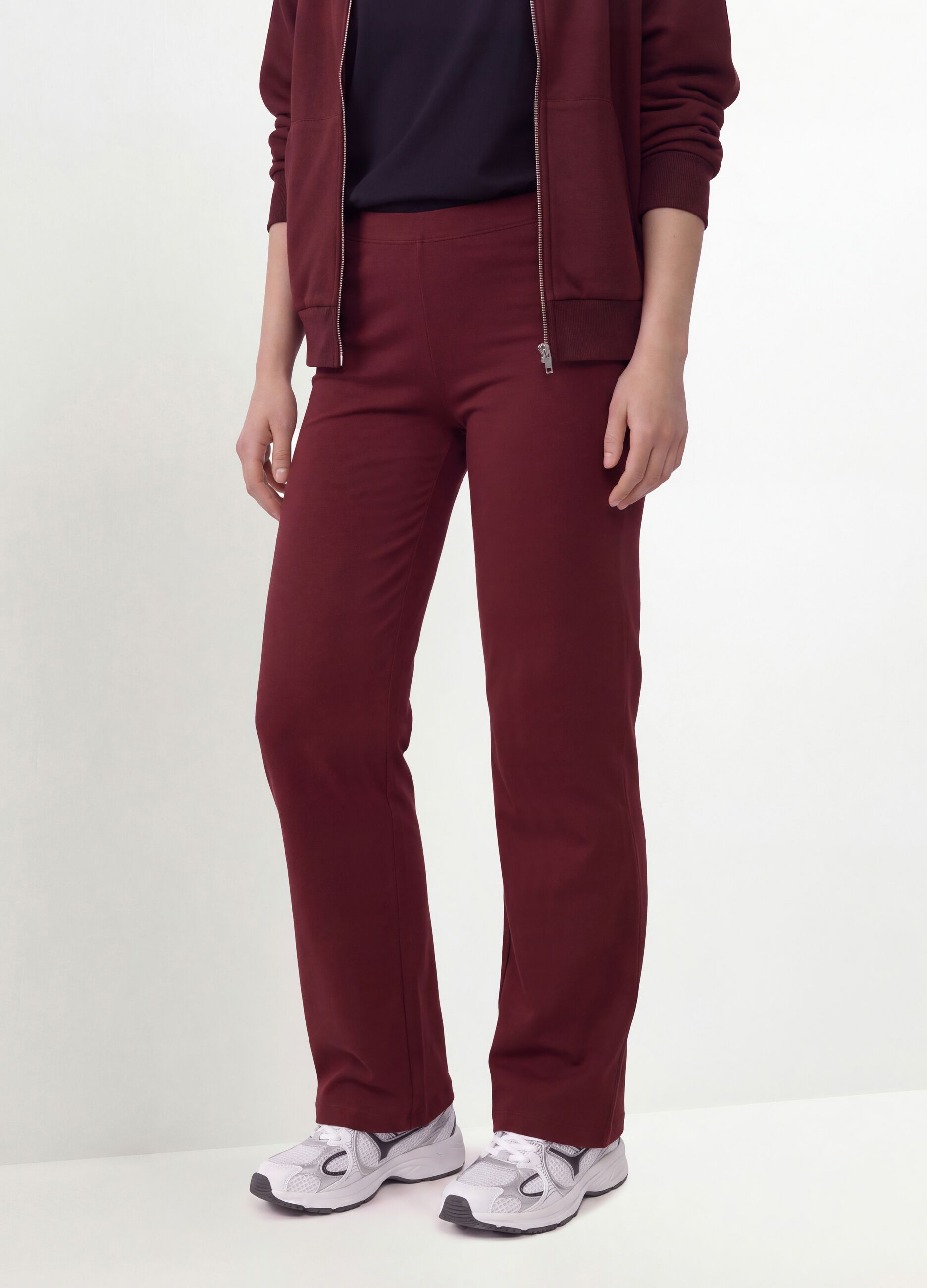 Red flared leggings in stretch cotton