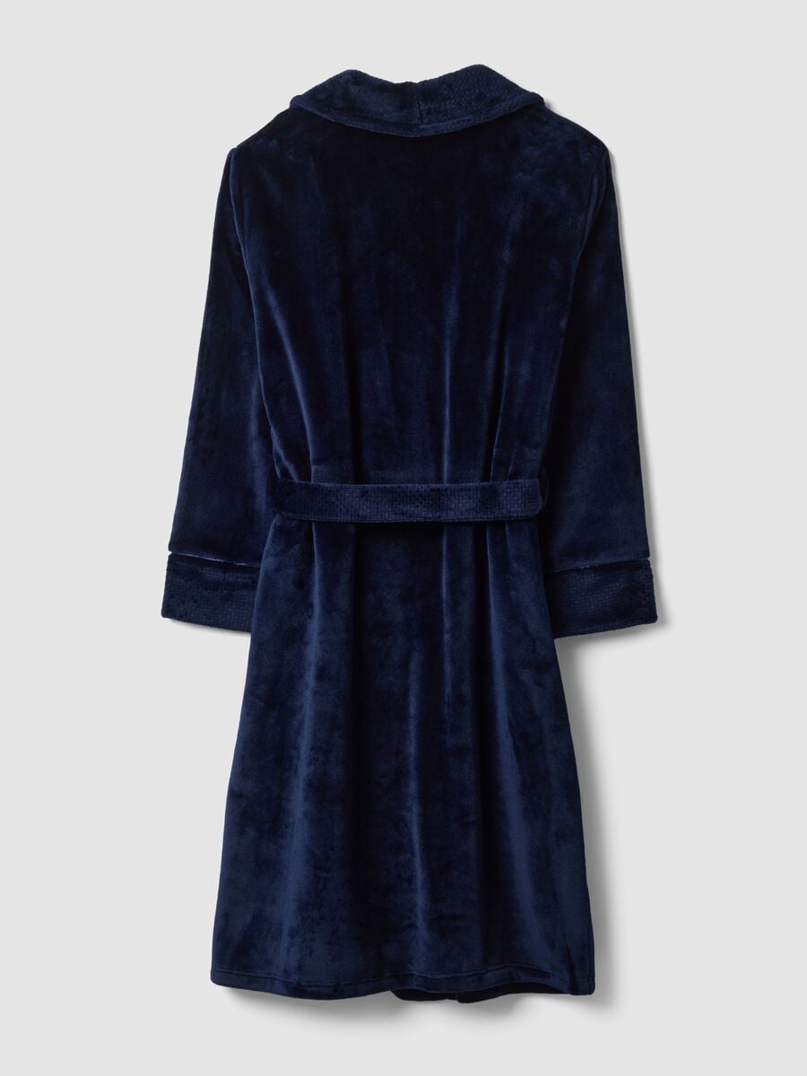 Long blue dressing gown with belt and pockets_2