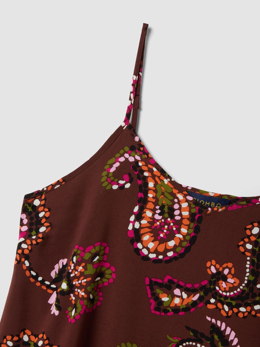 Tank top marrone in pura viscosa con stampa paisley_5