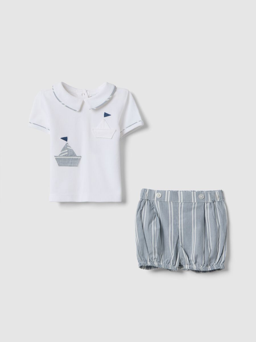 Multicolour pure cotton newborn set with little boats_0