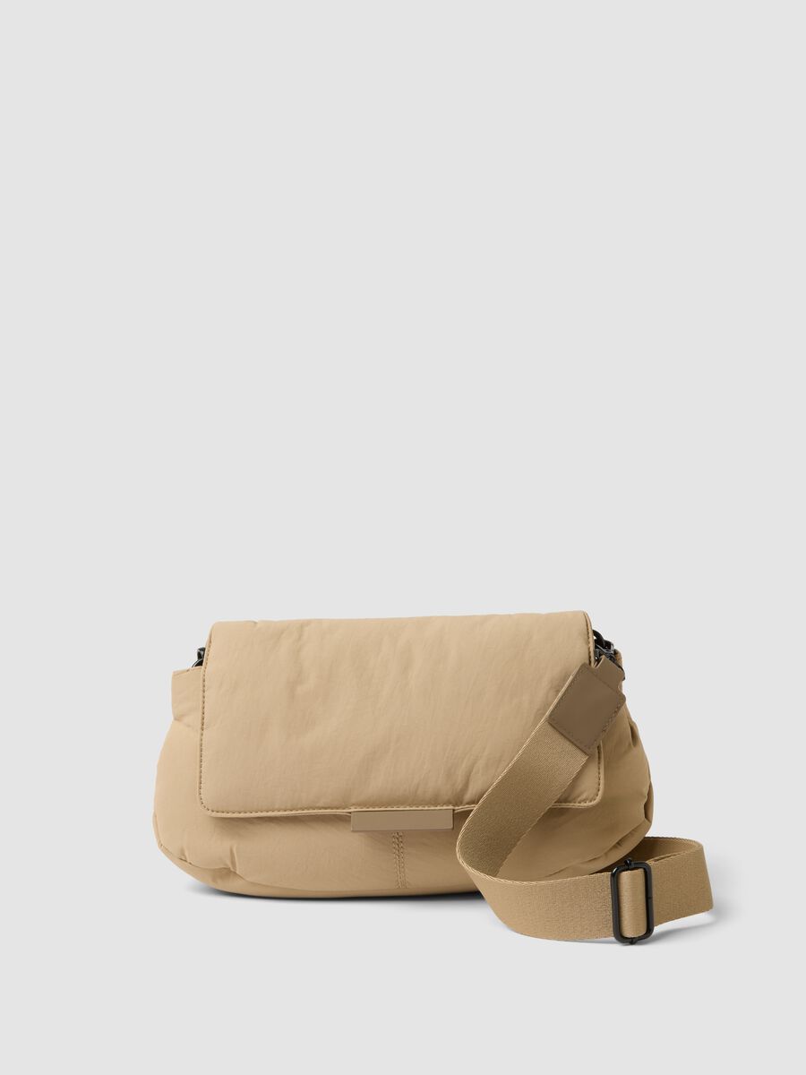Beige crossbody bag with flap and adjustable strap_0