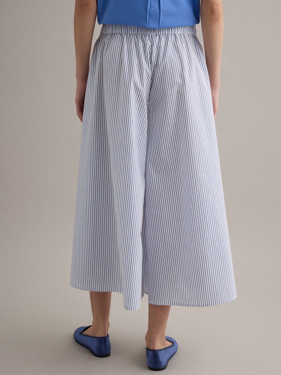 Long white and blue striped pure cotton skirt_2
